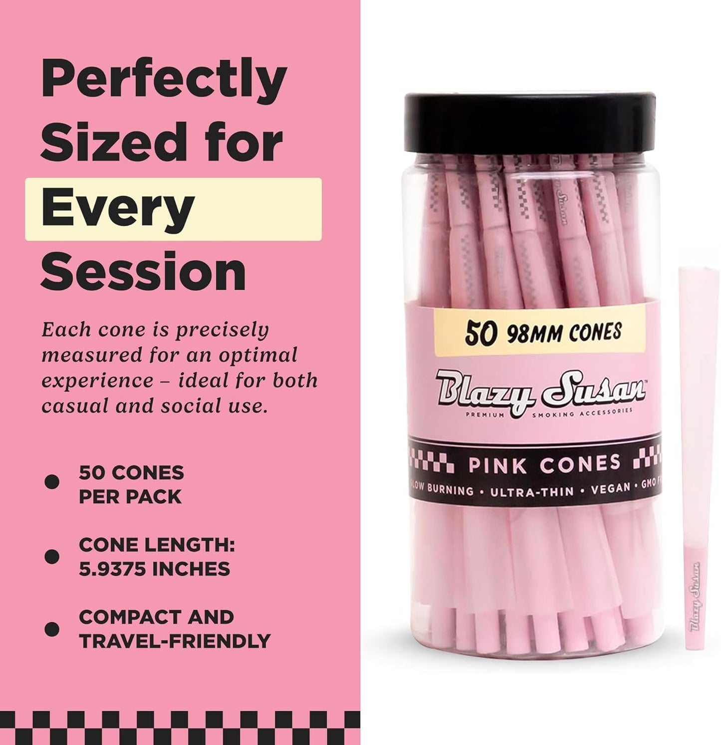 Blazy Susan Cones 50 count . king size pink