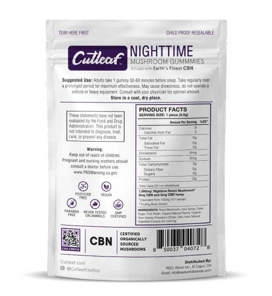 Cutleaf – Mushroom 1000mg Gummies 8ct/bag