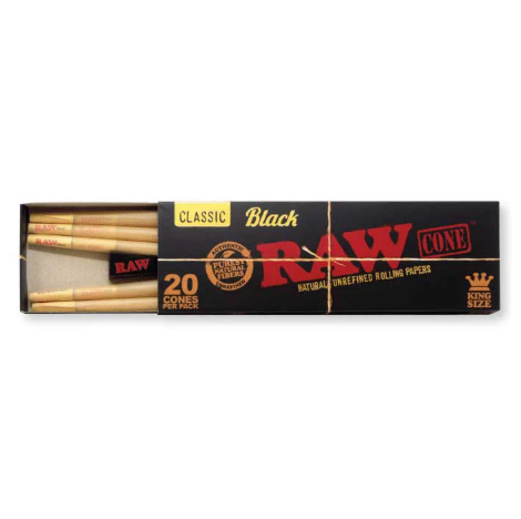 RAW Cones black . king size 20pack