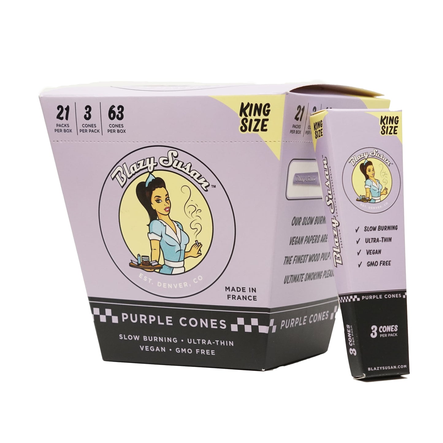 Blazy Susan Cones 21 pack . 63 cones . Purple