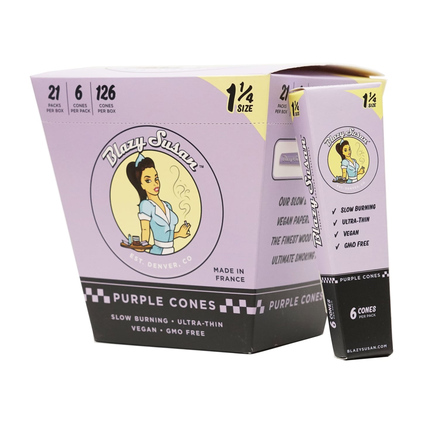 Blazy Susan Cones 21 pack . 126 cones . Purple
