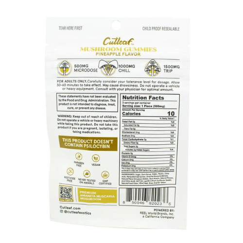 Cutleaf – Mushroom Gummies Amanita Blend 500mg,3ct/bag