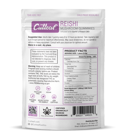 Cutleaf – Mushroom 1000mg Gummies 8ct/bag