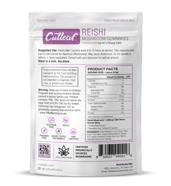 Cutleaf – Mushroom 1000mg Gummies 8ct/bag